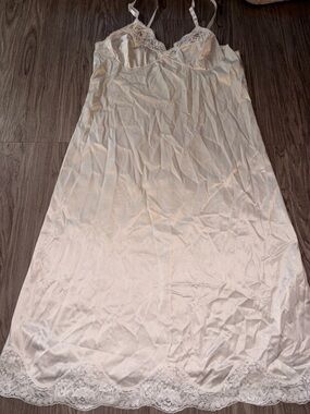 Silky Lace-Trim Slip Dress in Ivory